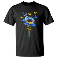 Sunflower Ukraine Flag T Shirt Ukrainian Butterflies Flowers