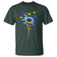 Sunflower Ukraine Flag T Shirt Ukrainian Butterflies Flowers