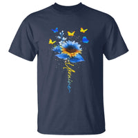 Sunflower Ukraine Flag T Shirt Ukrainian Butterflies Flowers