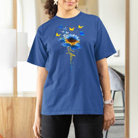 Sunflower Ukraine Flag T Shirt For Women Ukrainian Butterflies Flowers