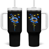 Sunflower Ukraine Flag Tumbler With Handle Ukrainian Butterflies Flowers