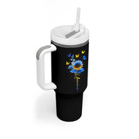 Sunflower Ukraine Flag Tumbler With Handle Ukrainian Butterflies Flowers