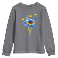 Sunflower Ukraine Flag Youth Sweatshirt Ukrainian Butterflies Flowers