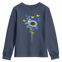 Sunflower Ukraine Flag Youth Sweatshirt Ukrainian Butterflies Flowers