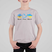 Peace Love Ukraine Sunflower Flag T Shirt For Kid