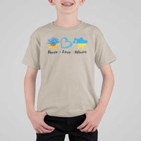 Peace Love Ukraine Sunflower Flag T Shirt For Kid