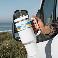 Peace Love Ukraine Sunflower Flag Tumbler With Handle