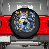 Ukraine Cat Floral Vintage Ukrainian Flag Spare Tire Cover