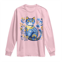 Ukraine Cat Floral Vintage Ukrainian Flag Long Sleeve Shirt
