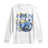 Ukraine Cat Floral Vintage Ukrainian Flag Long Sleeve Shirt