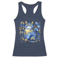Ukraine Cat Floral Vintage Ukrainian Flag Racerback Tank Top