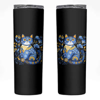 Ukraine Cat Floral Vintage Ukrainian Flag Skinny Tumbler