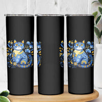 Ukraine Cat Floral Vintage Ukrainian Flag Skinny Tumbler