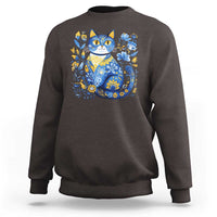 Ukraine Cat Floral Vintage Ukrainian Flag Sweatshirt
