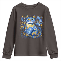 Ukraine Cat Floral Vintage Ukrainian Flag Youth Sweatshirt