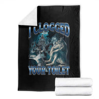 Alpha Wolf Meme Throw Blanket I Clogged Your Toilet Funny Unhinged Stupid Brainrot