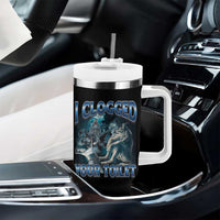 Alpha Wolf Meme Tumbler With Handle I Clogged Your Toilet Funny Unhinged Stupid Brainrot