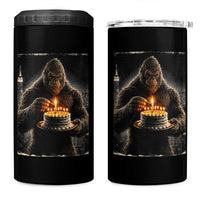 Funny Birthday Bigfoot 4 in 1 Can Cooler Tumbler Sasquatsch Bday Party Vintage Graphic Japanese Art