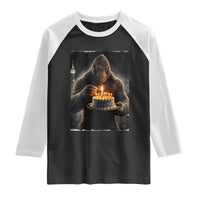 Funny Birthday Bigfoot Raglan Shirt Sasquatsch Bday Party Vintage Graphic Japanese Art
