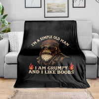 Funny Man Saying Throw Blanket Im A Simple Old Man I Am Grumpy And Like Boobs Bigfoot Gag Gift
