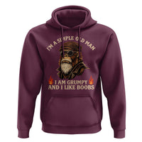 Funny Man Saying Hoodie Im A Simple Old Man I Am Grumpy And Like Boobs Bigfoot Gag Gift