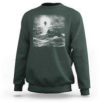 Christian Faith Sweatshirt Walk On Water Distressed Bible Verse