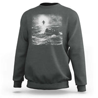 Christian Faith Sweatshirt Walk On Water Distressed Bible Verse