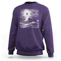 Christian Faith Sweatshirt Walk On Water Distressed Bible Verse