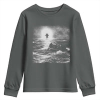 Christian Faith Youth Sweatshirt Walk On Water Distressed Bible Verse