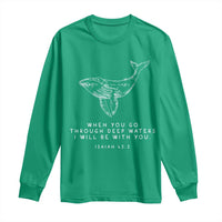 Christian Whale Shark Long Sleeve Shirt Isaiah 43 2 Bible Verse Faith Based