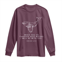 Christian Whale Shark Long Sleeve Shirt Isaiah 43 2 Bible Verse Faith Based