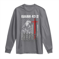 Isaiah 43 2 Firefighter Long Sleeve Shirt Fireman Prayer Cross Bible Verse American Flag - Wonder Print Shop