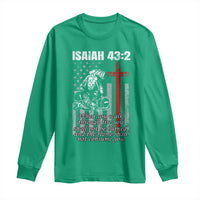 Isaiah 43 2 Firefighter Long Sleeve Shirt Fireman Prayer Cross Bible Verse American Flag - Wonder Print Shop