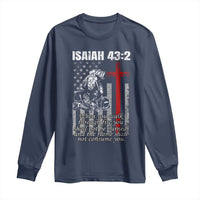 Isaiah 43 2 Firefighter Long Sleeve Shirt Fireman Prayer Cross Bible Verse American Flag - Wonder Print Shop