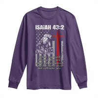 Isaiah 43 2 Firefighter Long Sleeve Shirt Fireman Prayer Cross Bible Verse American Flag - Wonder Print Shop