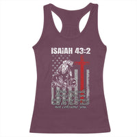 Isaiah 43 2 Firefighter Racerback Tank Top Fireman Prayer Cross Bible Verse American Flag - Wonder Print Shop