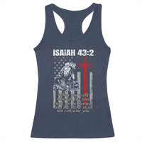 Isaiah 43 2 Firefighter Racerback Tank Top Fireman Prayer Cross Bible Verse American Flag - Wonder Print Shop