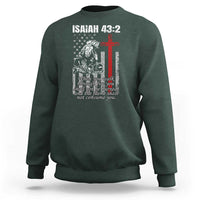 Isaiah 43 2 Firefighter Sweatshirt Fireman Prayer Cross Bible Verse American Flag - Wonder Print Shop