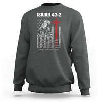 Isaiah 43 2 Firefighter Sweatshirt Fireman Prayer Cross Bible Verse American Flag - Wonder Print Shop
