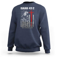 Isaiah 43 2 Firefighter Sweatshirt Fireman Prayer Cross Bible Verse American Flag - Wonder Print Shop
