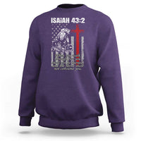 Isaiah 43 2 Firefighter Sweatshirt Fireman Prayer Cross Bible Verse American Flag - Wonder Print Shop