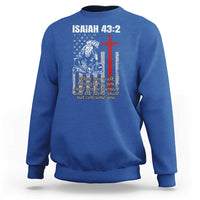 Isaiah 43 2 Firefighter Sweatshirt Fireman Prayer Cross Bible Verse American Flag - Wonder Print Shop