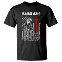 Isaiah 43 2 Firefighter T Shirt Fireman Prayer Cross Bible Verse American Flag - Wonder Print Shop