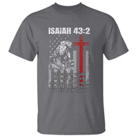Isaiah 43 2 Firefighter T Shirt Fireman Prayer Cross Bible Verse American Flag - Wonder Print Shop