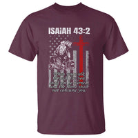 Isaiah 43 2 Firefighter T Shirt Fireman Prayer Cross Bible Verse American Flag - Wonder Print Shop