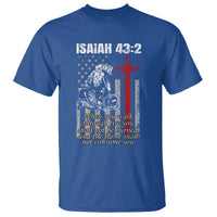 Isaiah 43 2 Firefighter T Shirt Fireman Prayer Cross Bible Verse American Flag - Wonder Print Shop