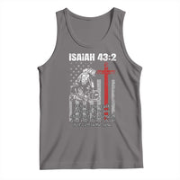 Isaiah 43 2 Firefighter Tank Top Fireman Prayer Cross Bible Verse American Flag - Wonder Print Shop