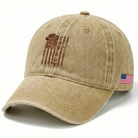 Retro Cowboy Washed Cotton Baseball Cap USA Flag Texas Western Country Rodeo Southern