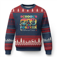 School's Out Forever Retired Teacher 2025 Ugly Christmas Sweater Groovy Retirement - Wonder Print Shop