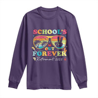 School's Out Forever Retired Teacher 2025 Long Sleeve Shirt Groovy Retirement